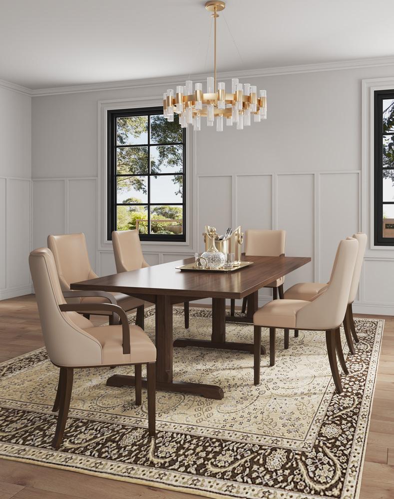 Manhattan Comfort - 6-Piece Shubert Faux Leather & Velvet Dining Chair Set in Tan - 6-DC055AR-TN veiw 10