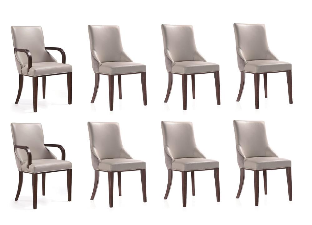Manhattan Comfort - 8-Piece Shubert Faux Leather & Velvet Dining Chair Set in Light Grey - 8-DC055AR-LG veiw 1