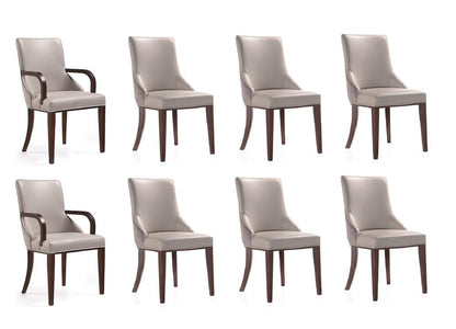 Manhattan Comfort - 8-Piece Shubert Faux Leather & Velvet Dining Chair Set in Light Grey - 8-DC055AR-LG veiw 1