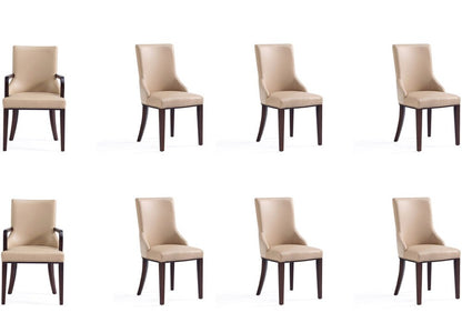 Manhattan Comfort - 8-Piece Shubert Faux Leather & Velvet Dining Chair Set in Tan - 8-DC055AR-TN veiw 1