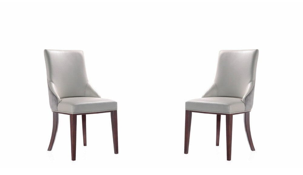 Manhattan Comfort - Shubert Faux Leather & Velvet Dining Chairs in Light Grey - Set of 2 - DC055-LG veiw 1
