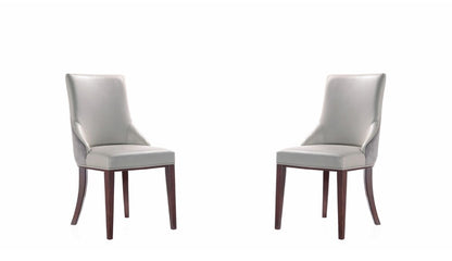 Manhattan Comfort - Shubert Faux Leather & Velvet Dining Chairs in Light Grey - Set of 2 - DC055-LG veiw 1