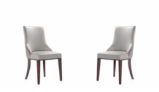 Manhattan Comfort - Shubert Faux Leather & Velvet Dining Chairs in Light Grey - Set of 2 - DC055-LG veiw 1