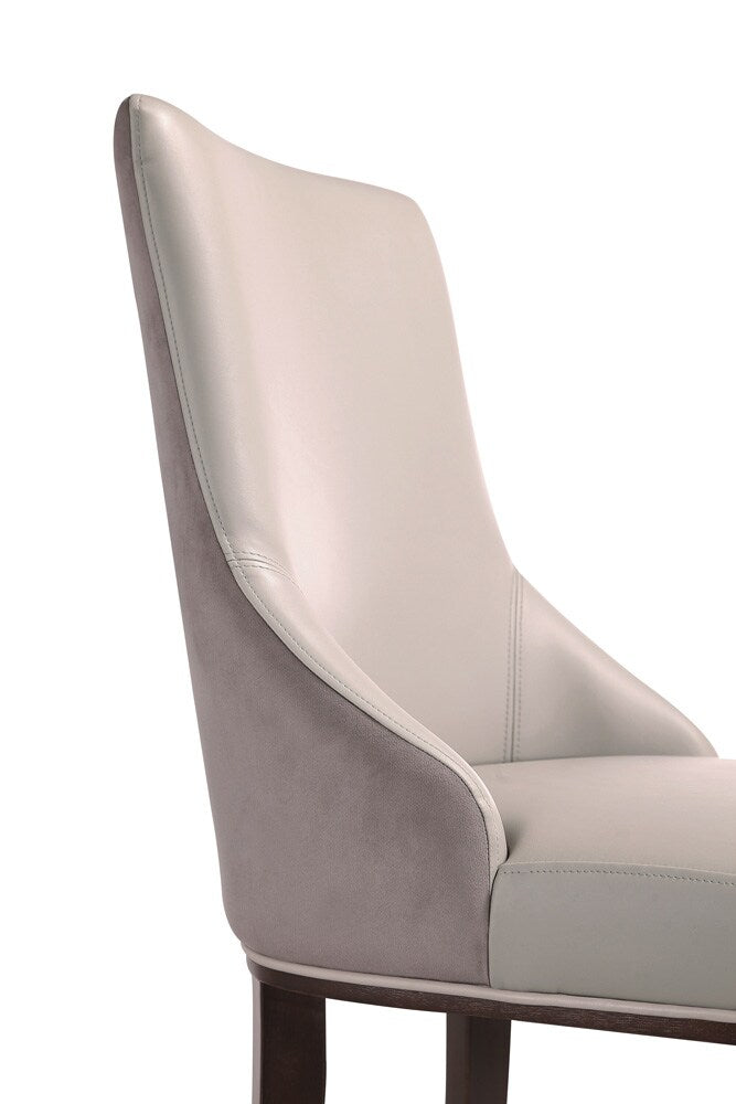 Manhattan Comfort - Shubert Faux Leather & Velvet Dining Chairs in Light Grey - Set of 2 - DC055-LG veiw 9