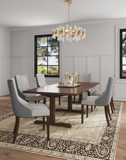 Manhattan Comfort - Shubert Faux Leather & Velvet Dining Chairs in Light Grey - Set of 2 - DC055-LG veiw 11