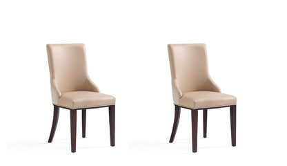 Manhattan Comfort - Shubert Faux Leather & Velvet Dining Chairs in Tan - Set of 2 - DC055-TN veiw 1