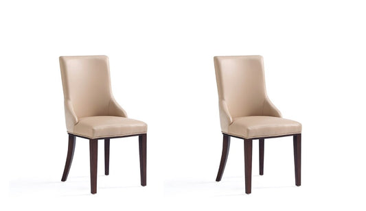 Manhattan Comfort - Shubert Faux Leather & Velvet Dining Chairs in Tan - Set of 2 - DC055-TN veiw 1