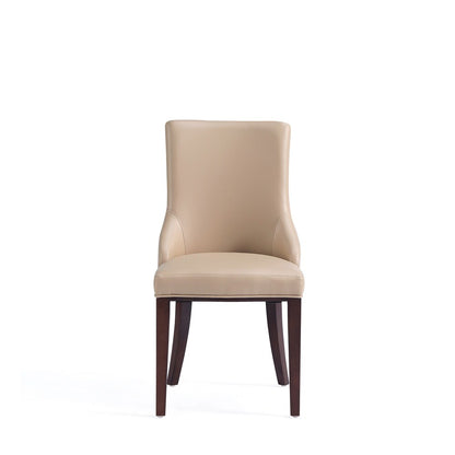 Manhattan Comfort - Shubert Faux Leather & Velvet Dining Chairs in Tan - Set of 2 - DC055-TN veiw 2