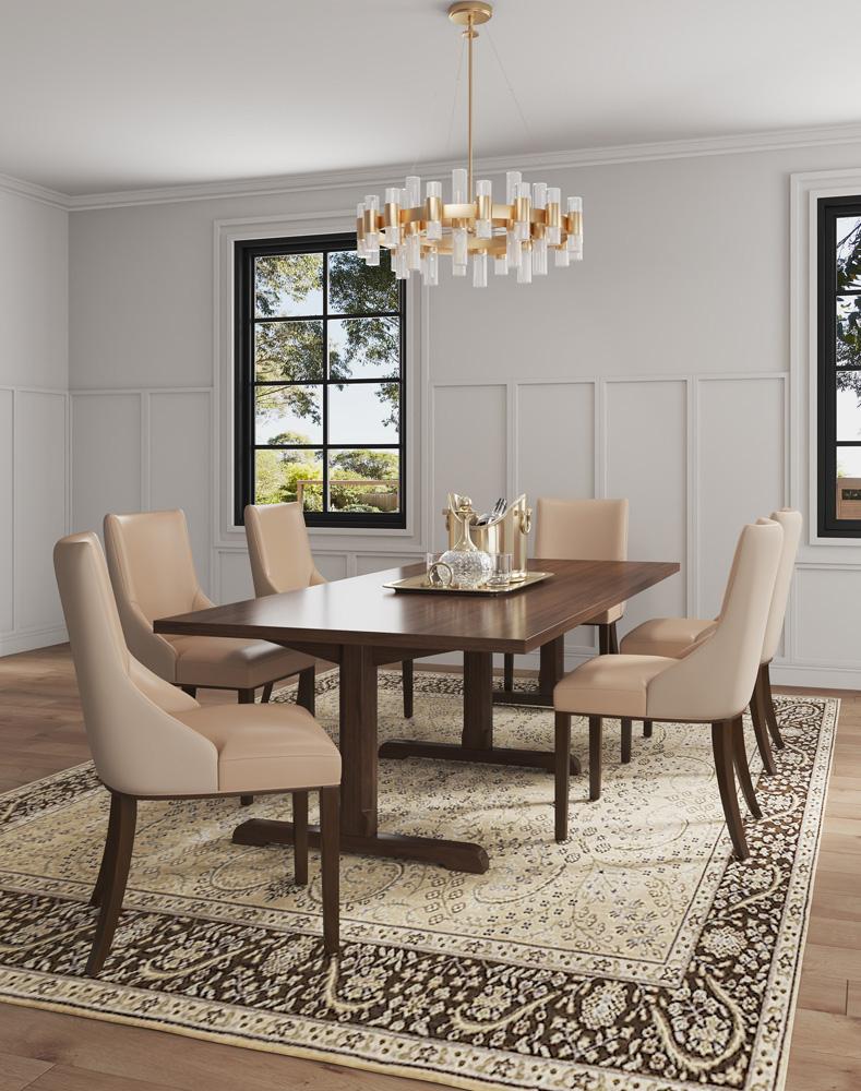 Manhattan Comfort - Shubert Faux Leather & Velvet Dining Chairs in Tan - Set of 2 - DC055-TN veiw 10