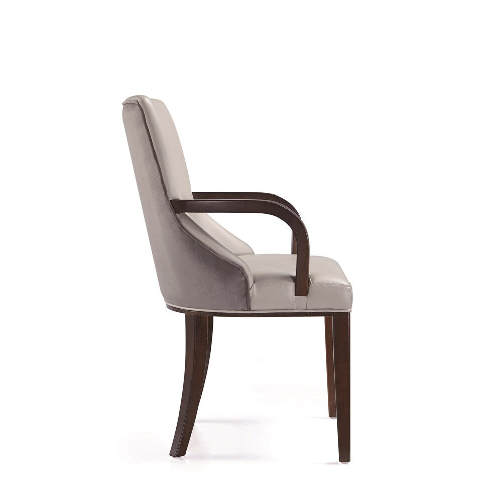 Manhattan Comfort - Shubert Faux Leather & Velvet Armchair in Light Grey - DC055AR-LG veiw 3