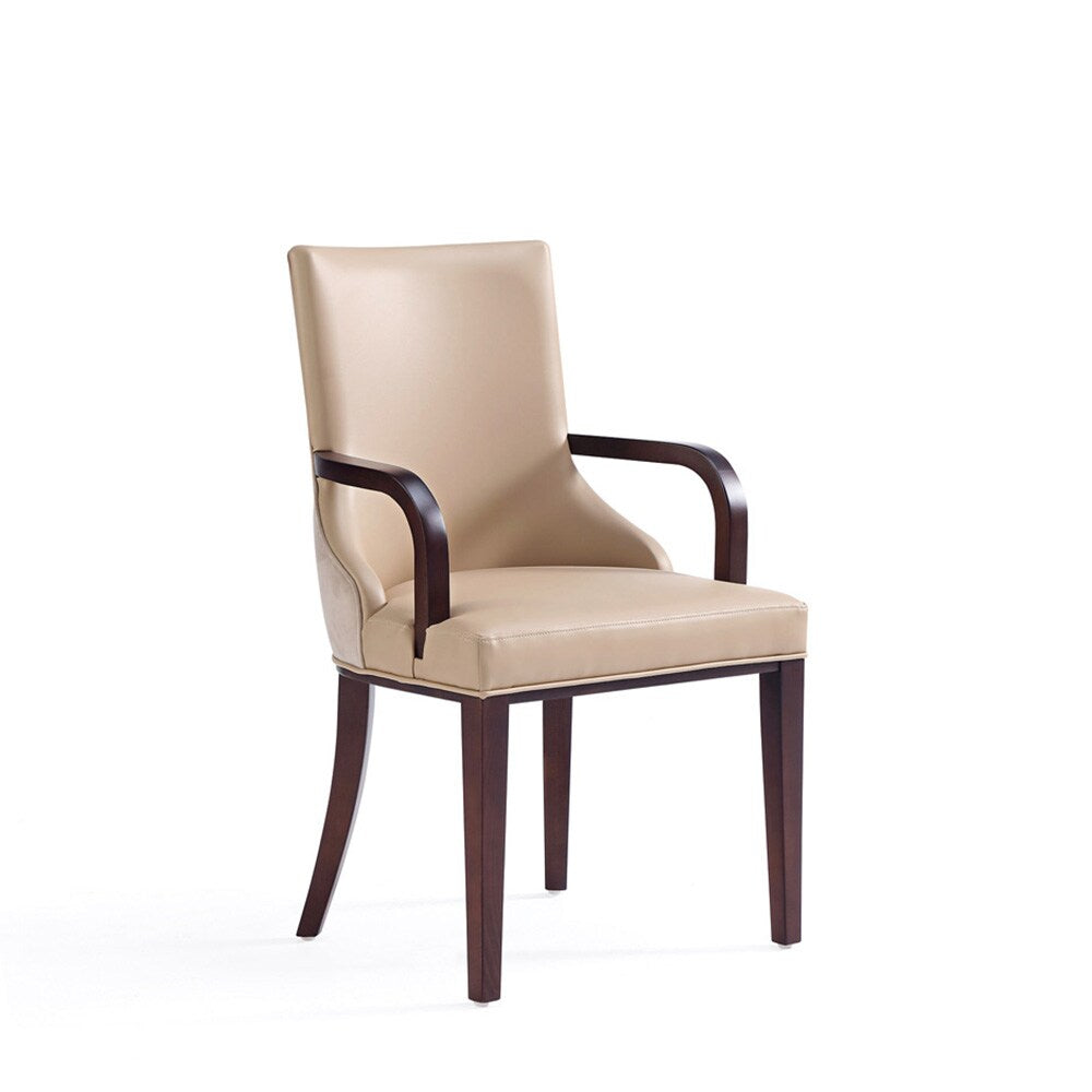 Manhattan Comfort - Shubert Faux Leather & Velvet Armchair in Tan - DC055AR-TN veiw 1