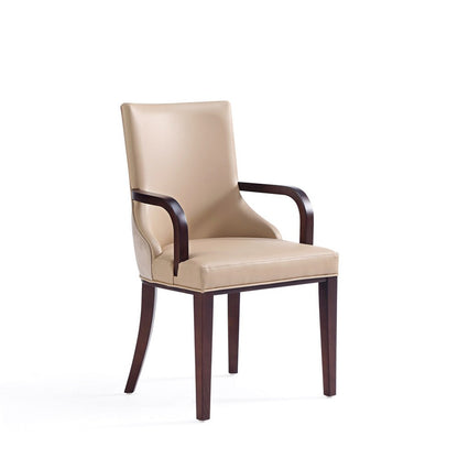 Manhattan Comfort - Shubert Faux Leather & Velvet Armchair in Tan - DC055AR-TN veiw 1