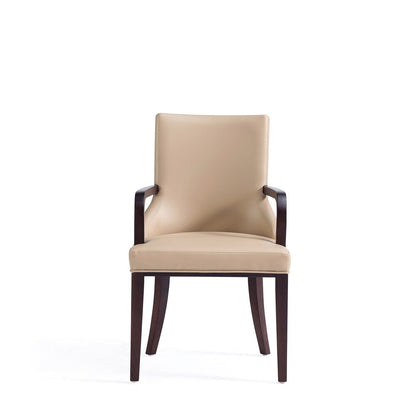 Manhattan Comfort - Shubert Faux Leather & Velvet Armchair in Tan - DC055AR-TN veiw 2