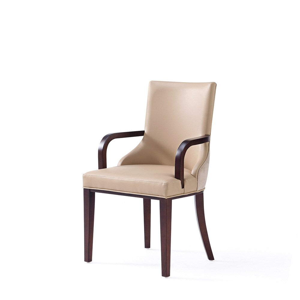 Manhattan Comfort - Shubert Faux Leather & Velvet Armchair in Tan - DC055AR-TN veiw 3