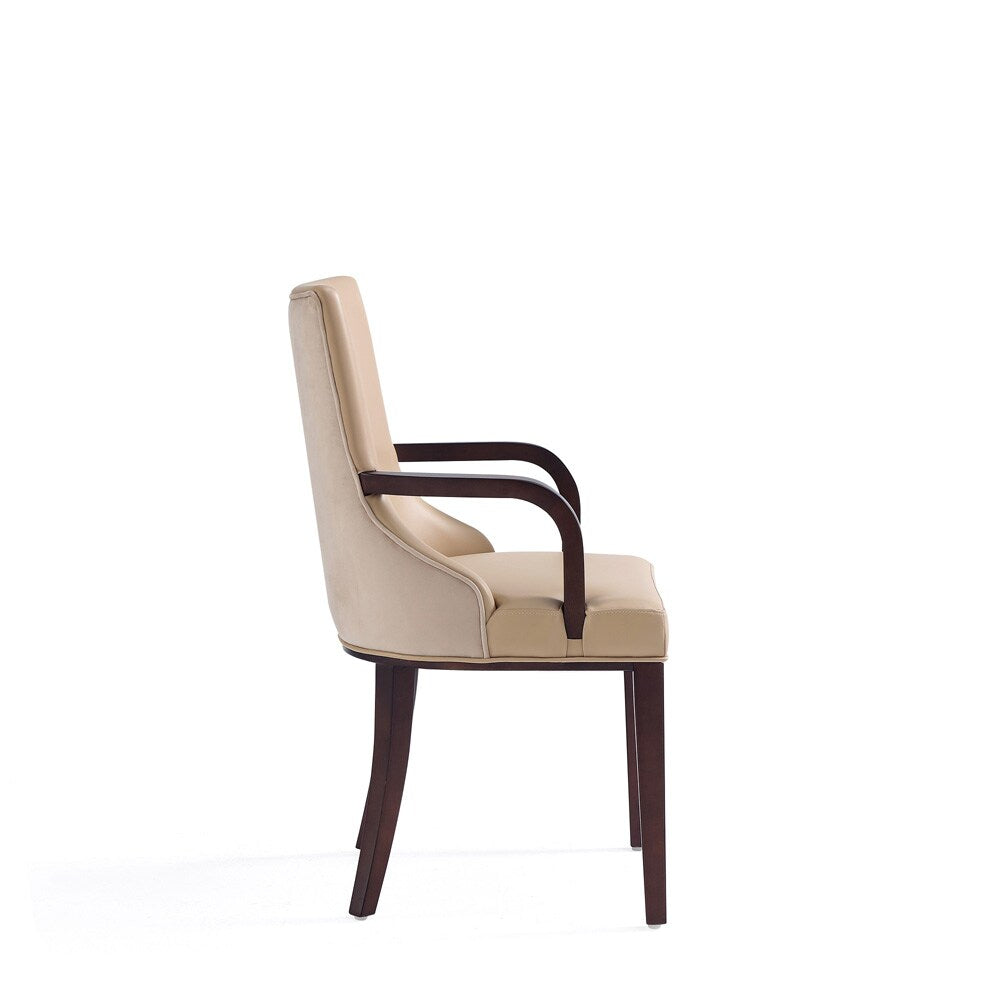 Manhattan Comfort - Shubert Faux Leather & Velvet Armchair in Tan - DC055AR-TN veiw 5