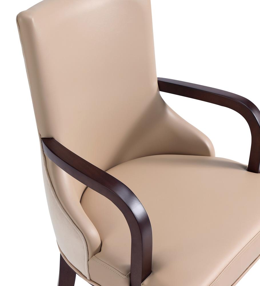 Manhattan Comfort - Shubert Faux Leather & Velvet Armchair in Tan - DC055AR-TN veiw 9