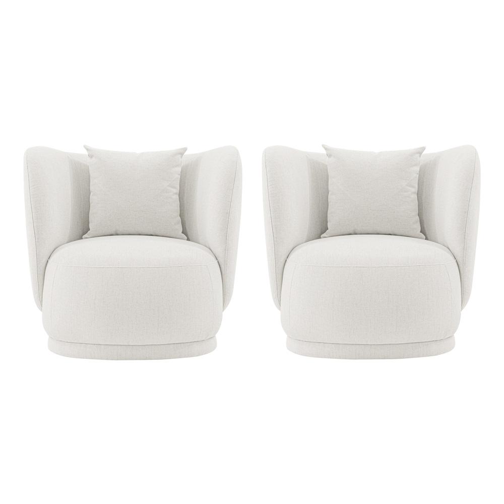 Manhattan Comfort - Siri Linen Weave Accent Chair with Pine Wood Legs in Cream - Set of 2 - 2-AC057-CR veiw 1