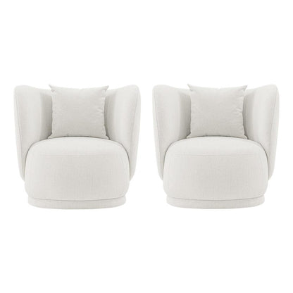 Manhattan Comfort - Siri Linen Weave Accent Chair with Pine Wood Legs in Cream - Set of 2 - 2-AC057-CR veiw 1