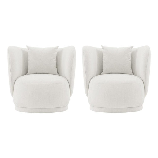 Manhattan Comfort - Siri Linen Weave Accent Chair with Pine Wood Legs in Cream - Set of 2 - 2-AC057-CR veiw 1