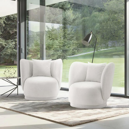 Manhattan Comfort - Siri Linen Weave Accent Chair with Pine Wood Legs in Cream - Set of 2 - 2-AC057-CR veiw 7