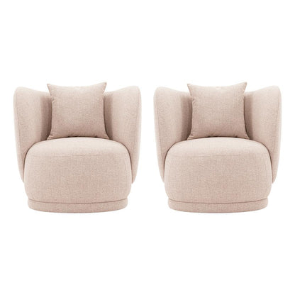 Manhattan Comfort - Siri Linen Weave Accent Chair with Pine Wood Legs in Wheat - Set of 2 - 2-AC057-WT veiw 1