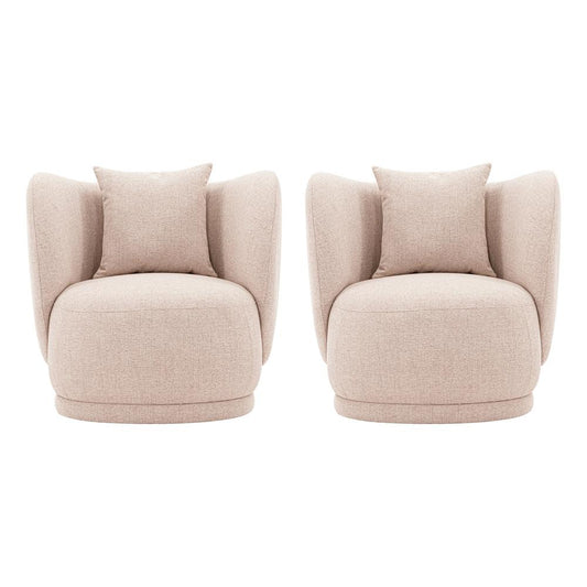 Manhattan Comfort - Siri Linen Weave Accent Chair with Pine Wood Legs in Wheat - Set of 2 - 2-AC057-WT veiw 1