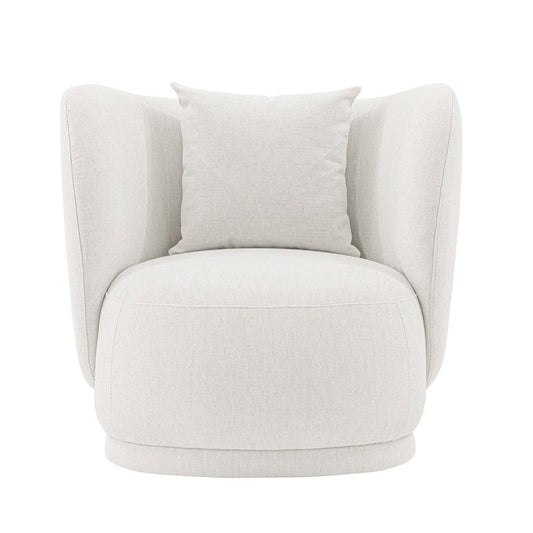 Manhattan Comfort - Siri Linen Weave Accent Chair with Pine Wood Legs in Cream - AC057-CR veiw 1