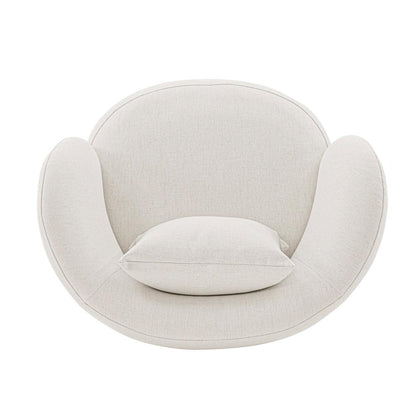 Manhattan Comfort - Siri Linen Weave Accent Chair with Pine Wood Legs in Cream - AC057-CR veiw 4