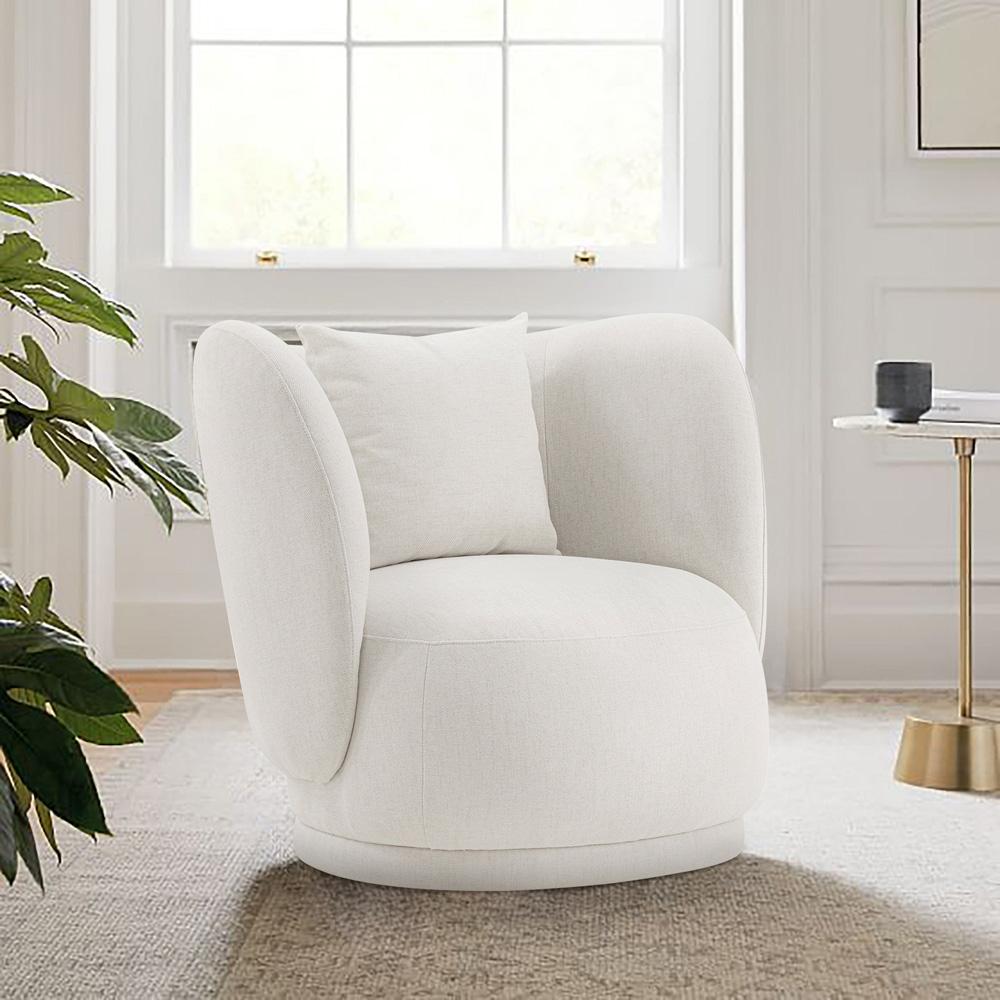 Manhattan Comfort - Siri Linen Weave Accent Chair with Pine Wood Legs in Cream - AC057-CR veiw 7