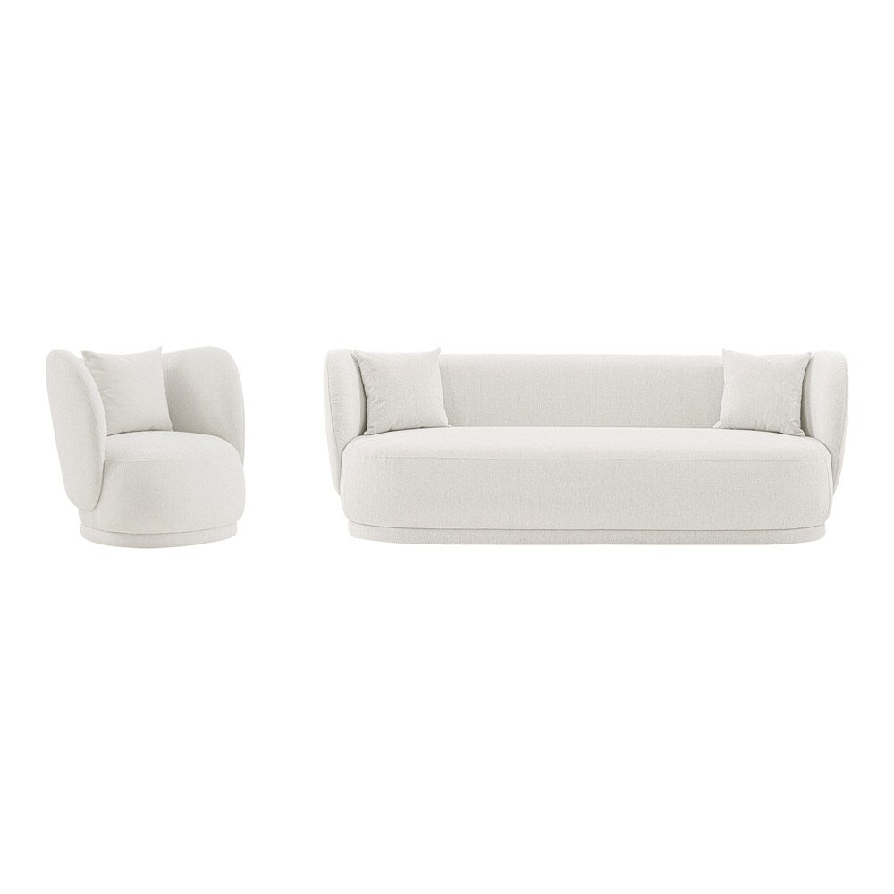 Manhattan Comfort - 2-Piece Siri Linen Weave Sofa and Accent Chair with Pine Wood Legs in Cream - 2-SFAC5710-CR veiw 1