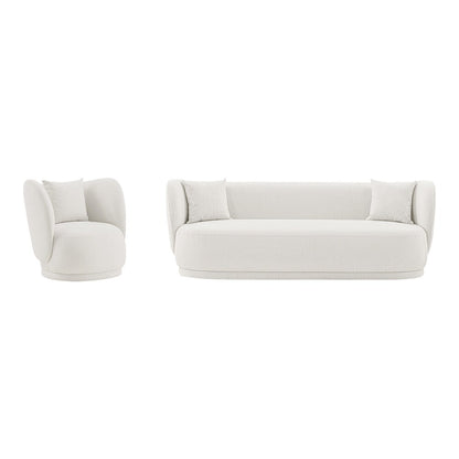 Manhattan Comfort - 2-Piece Siri Linen Weave Sofa and Accent Chair with Pine Wood Legs in Cream - 2-SFAC5710-CR veiw 1
