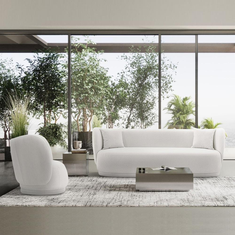 Manhattan Comfort - 2-Piece Siri Linen Weave Sofa and Accent Chair with Pine Wood Legs in Cream - 2-SFAC5710-CR veiw 8