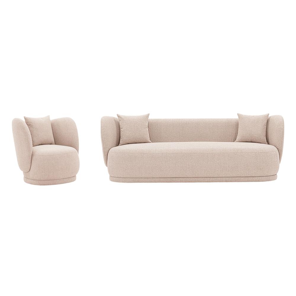 Manhattan Comfort - 2-Piece Siri Linen Weave Sofa and Accent Chair with Pine Wood Legs in Wheat - 2-SFAC5710-WT veiw 1