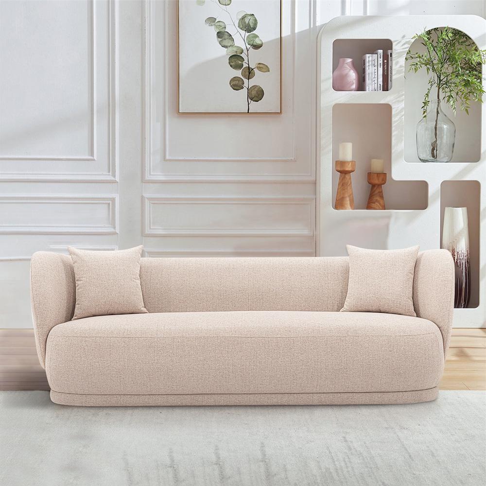 Manhattan Comfort - 2-Piece Siri Linen Weave Sofa and Accent Chair with Pine Wood Legs in Wheat - 2-SFAC5710-WT veiw 6