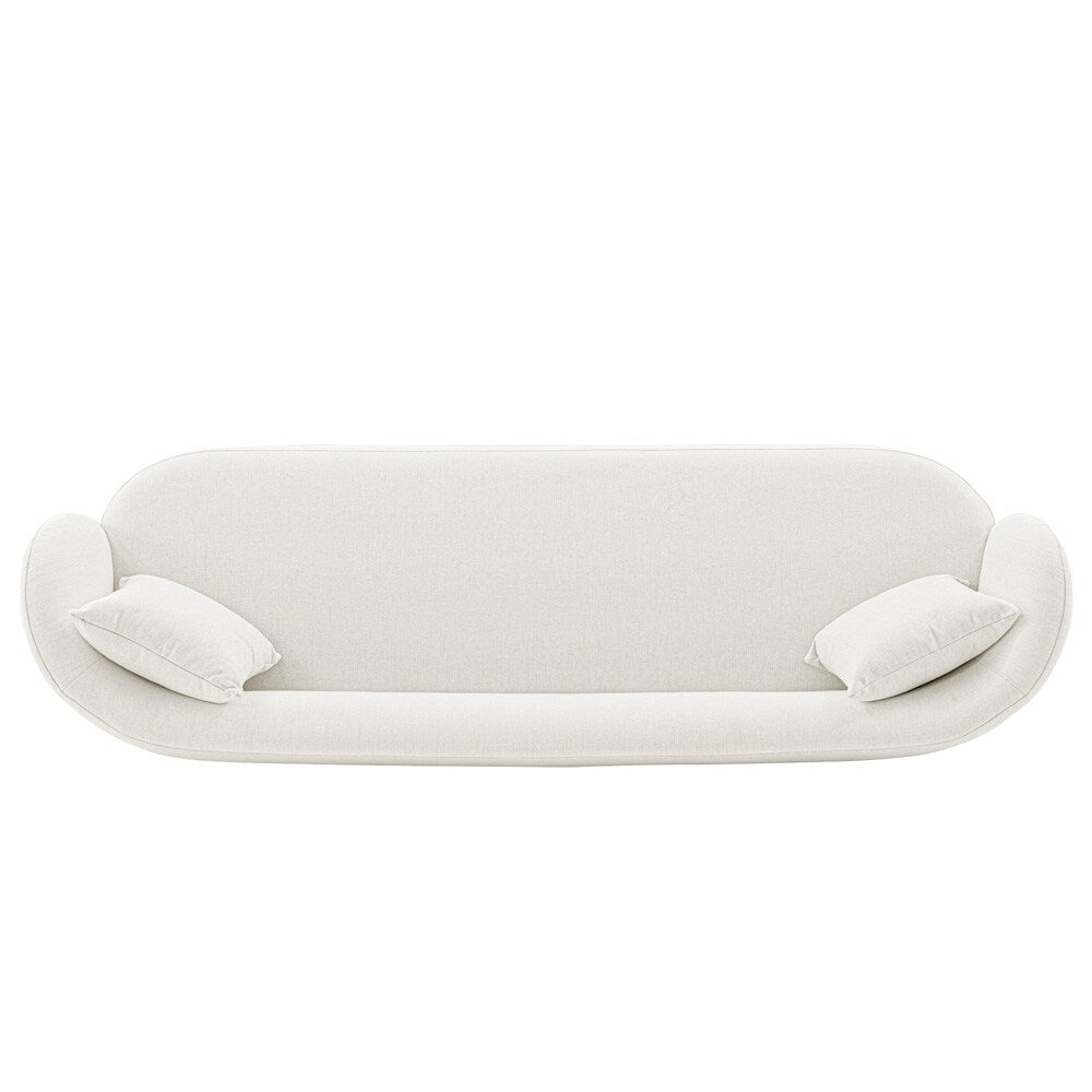 Manhattan Comfort - Siri Linen Weave Sofa with Pine Wood Legs in Cream - SF010-CR veiw 3