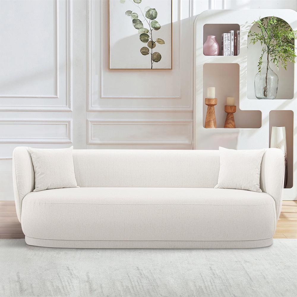 Manhattan Comfort - Siri Linen Weave Sofa with Pine Wood Legs in Cream - SF010-CR veiw 7