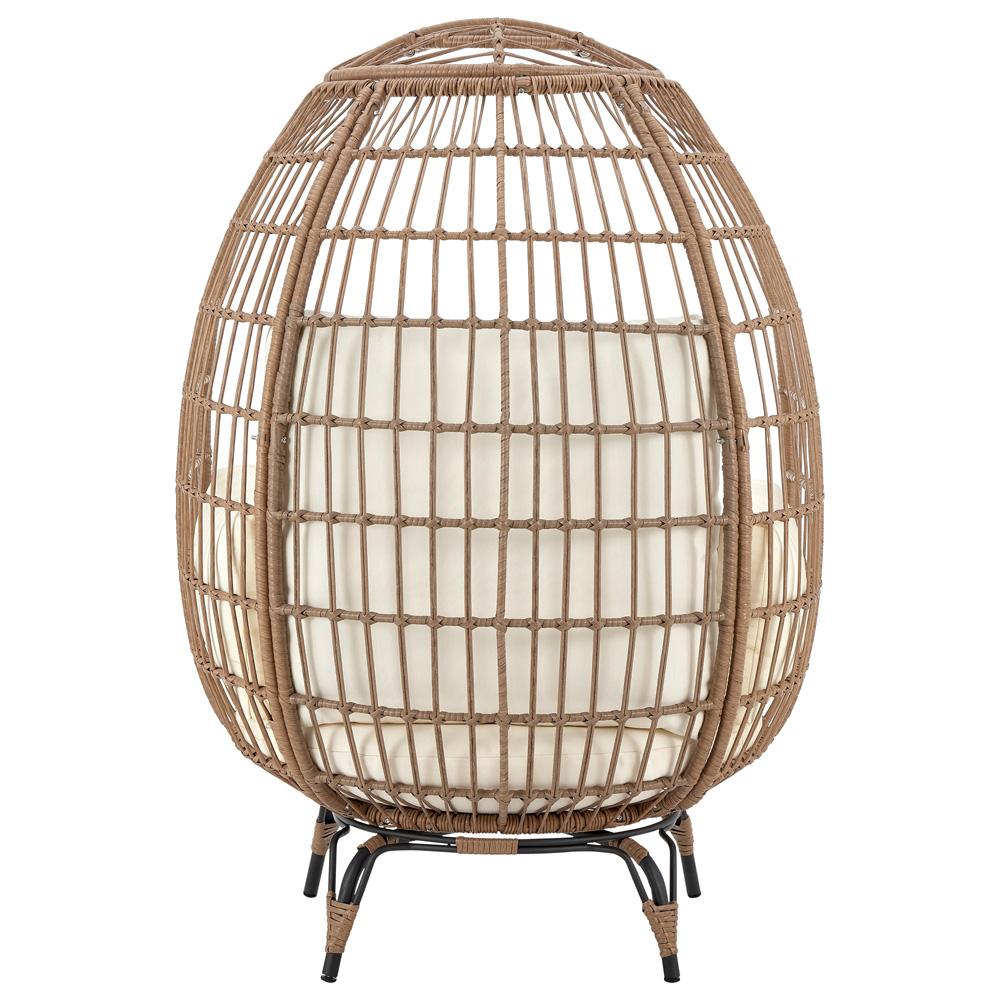 Manhattan Comfort - Spezia Polyester Patio Freestanding Egg Chair with Iron Steel Legs in Tan and Cream - OD-HC002-CR veiw 3