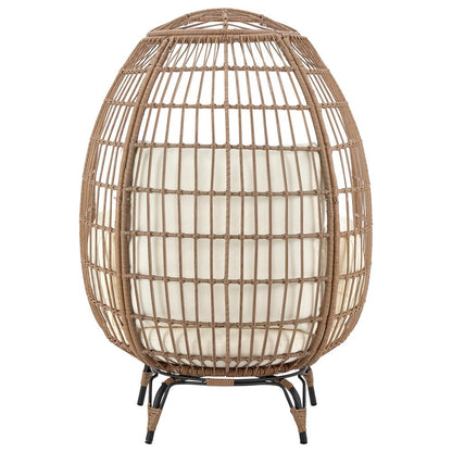 Manhattan Comfort - Spezia Polyester Patio Freestanding Egg Chair with Iron Steel Legs in Tan and Cream - OD-HC002-CR veiw 3