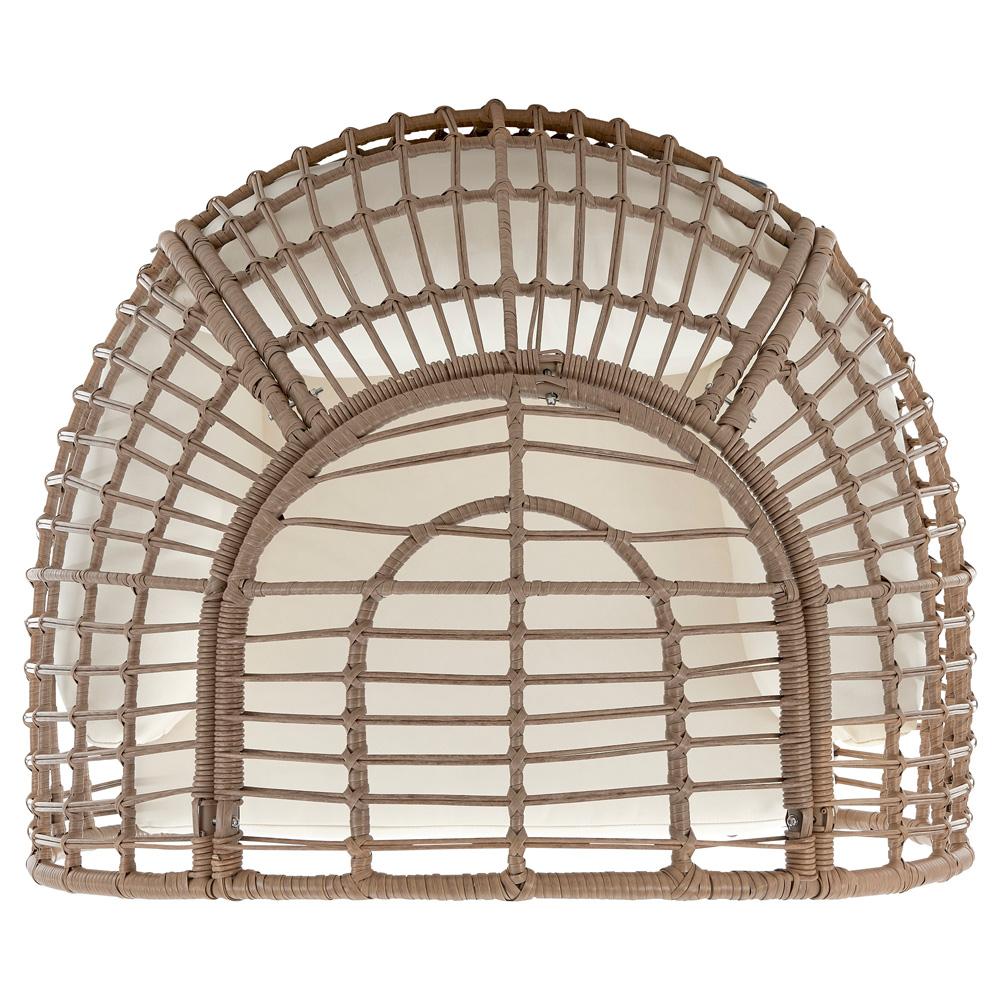 Manhattan Comfort - Spezia Polyester Patio Freestanding Egg Chair with Iron Steel Legs in Tan and Cream - OD-HC002-CR veiw 4