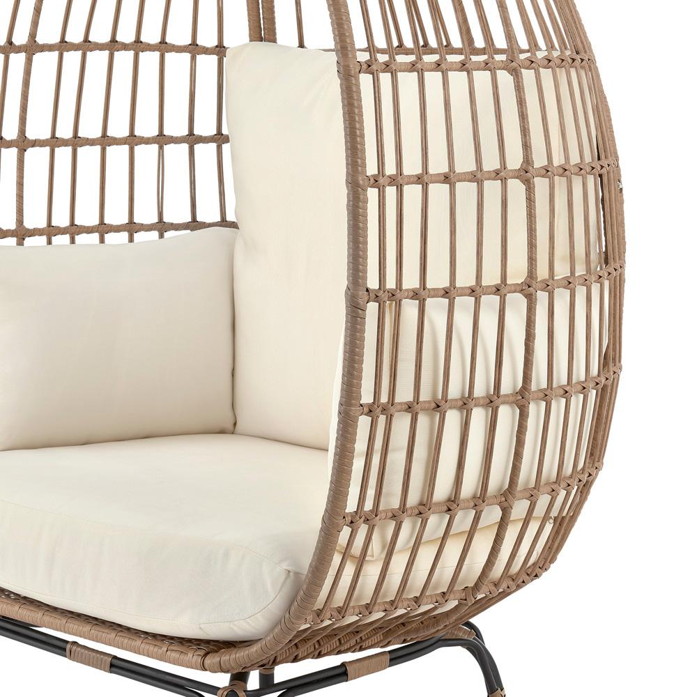 Manhattan Comfort - Spezia Polyester Patio Freestanding Egg Chair with Iron Steel Legs in Tan and Cream - OD-HC002-CR veiw 6