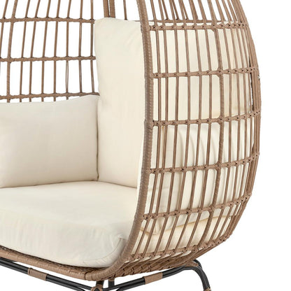 Manhattan Comfort - Spezia Polyester Patio Freestanding Egg Chair with Iron Steel Legs in Tan and Cream - OD-HC002-CR veiw 6