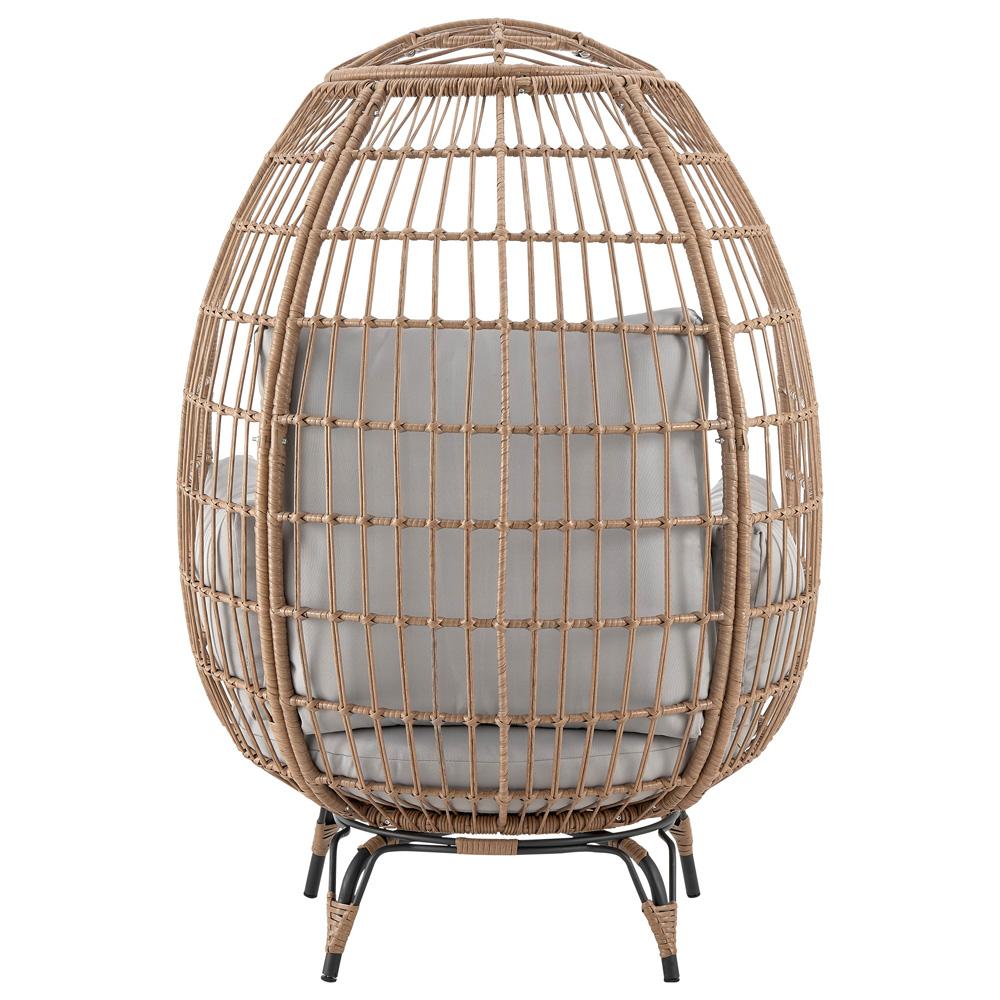 Manhattan Comfort - Spezia Polyester Patio Freestanding Egg Chair with Iron Steel Legs in Tan and Grey - OD-HC002-GY veiw 3