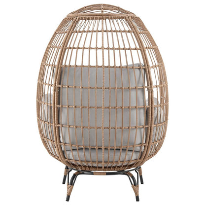 Manhattan Comfort - Spezia Polyester Patio Freestanding Egg Chair with Iron Steel Legs in Tan and Grey - OD-HC002-GY veiw 3