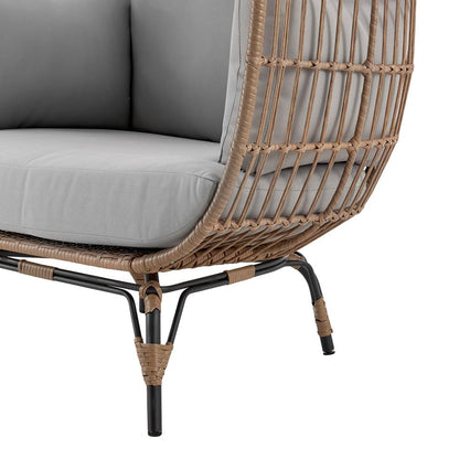Manhattan Comfort - Spezia Polyester Patio Freestanding Egg Chair with Iron Steel Legs in Tan and Grey - OD-HC002-GY veiw 6