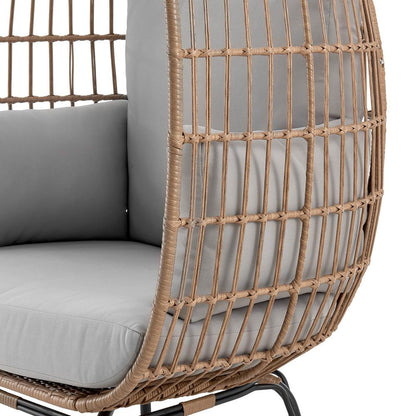 Manhattan Comfort - Spezia Polyester Patio Freestanding Egg Chair with Iron Steel Legs in Tan and Grey - OD-HC002-GY veiw 7