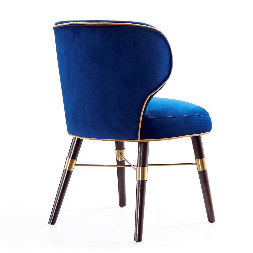 Manhattan Comfort - Strine Velvet Dining Chair with Wood Legs in Blue - Set of 2 - 2-DC045-BL veiw 4