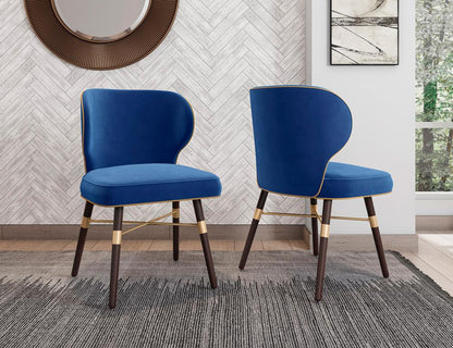 Manhattan Comfort - Strine Velvet Dining Chair with Wood Legs in Blue - Set of 2 - 2-DC045-BL veiw 7