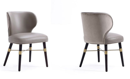 Manhattan Comfort - Strine Velvet and Leatherette Dining Chair with Wood Legs in Dark Taupe - Set of 2 - 2-DC045-DT veiw 1