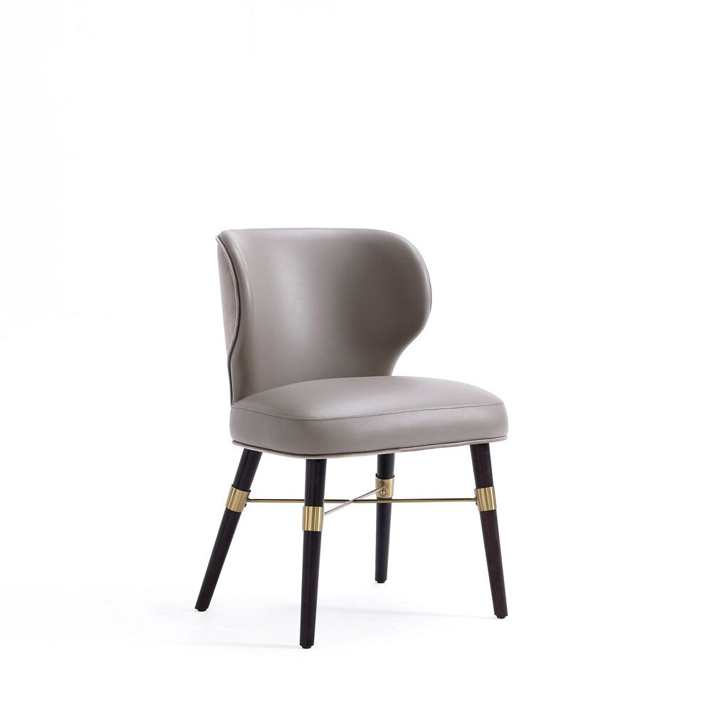 Manhattan Comfort - Strine Velvet and Leatherette Dining Chair with Wood Legs in Dark Taupe - Set of 2 - 2-DC045-DT veiw 2