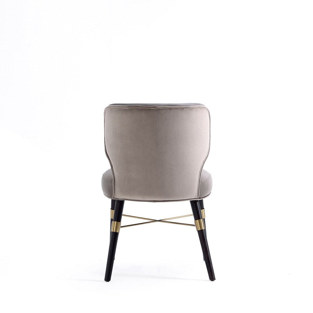 Manhattan Comfort - Strine Velvet and Leatherette Dining Chair with Wood Legs in Dark Taupe - Set of 2 - 2-DC045-DT veiw 5